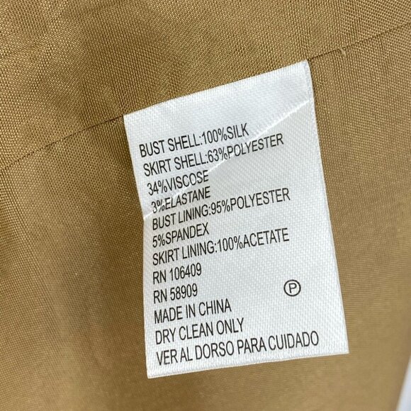 Tahari ASL Women's NWT Tan Kim Silk Pencil Business Career Dress Size 2/C33 - Picture 7 of 9